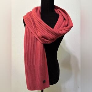 All Saints Ribbed Mix Knit Scarf Sienna Red (Soft Red) Wool Blend